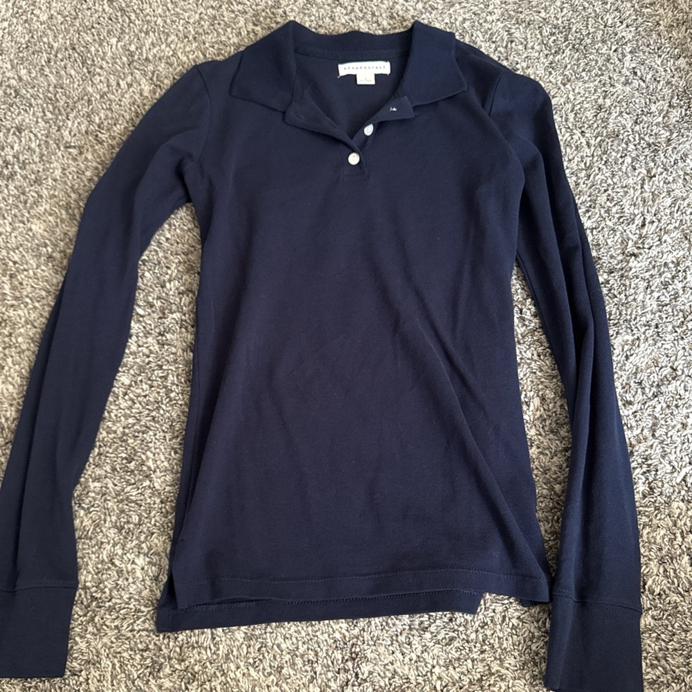 Aeropostale Blue Fitted Button Down Polo Shirt